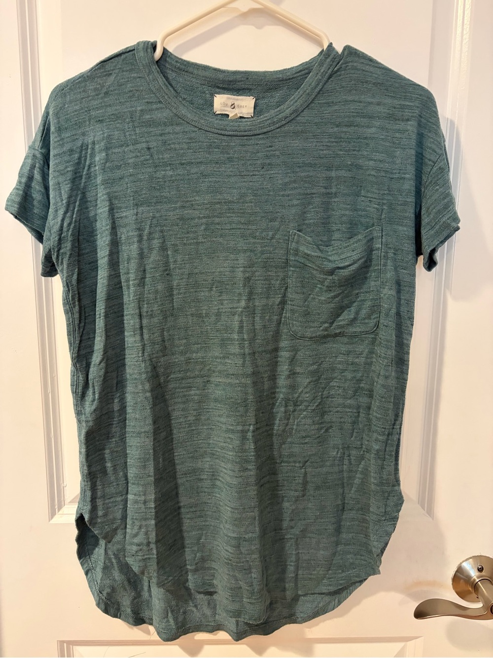 Lou & Grey Women’s Teal Pocket Crew Neck Shirt, Size S
